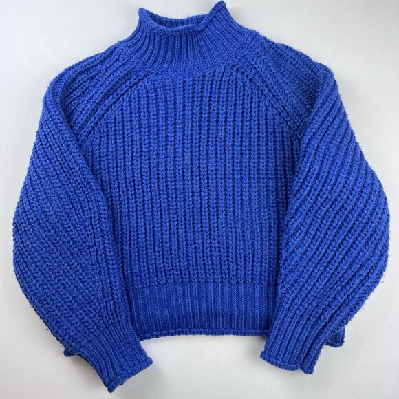 H&M Sweaters - H&M Chunky Funnel Neck Long Sleeve Oversized Sweater Large Top Electric Blue Pop